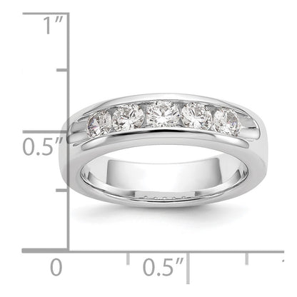 14k White Gold 5-Stone (Holds 5-3.7mm Round) Open Channel Band Mounting