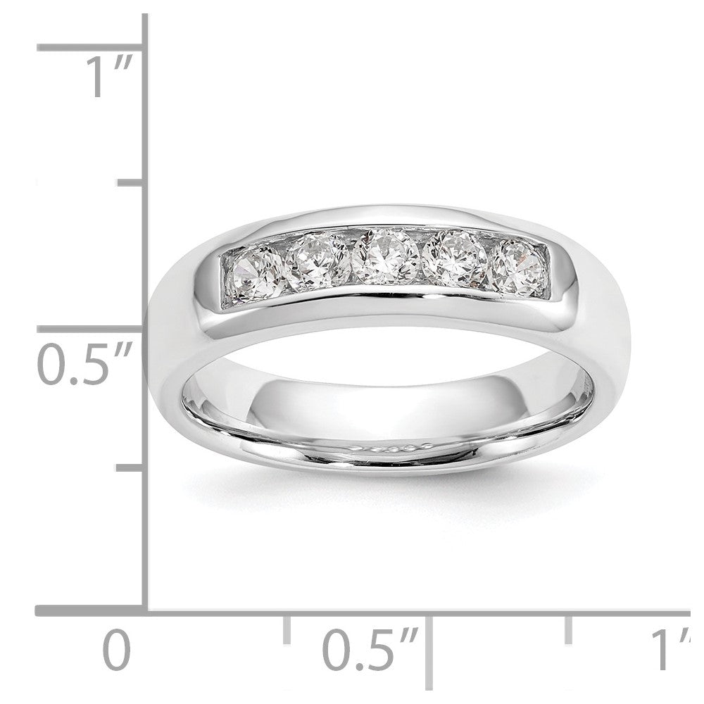 14K White Gold 5-Stone (Holds 5-2.9mm Round) Closed Channel Band Mounting