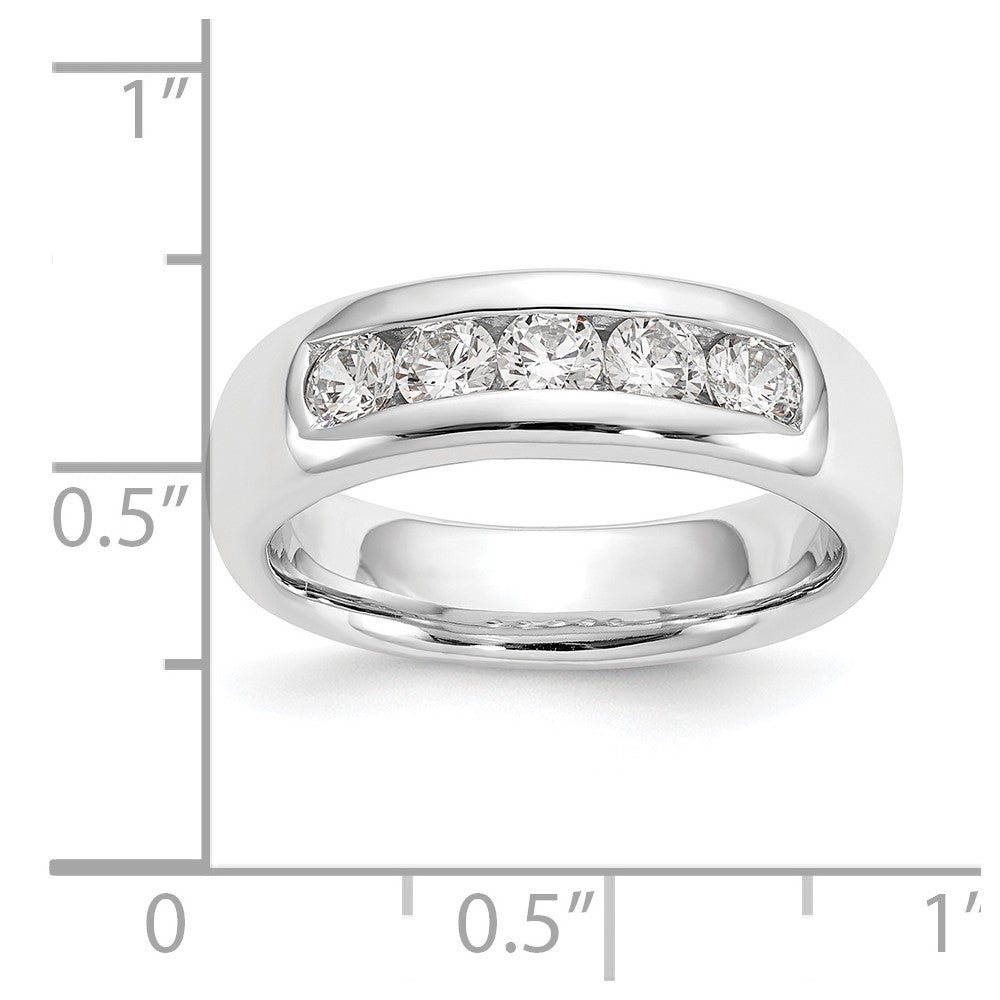 14K White Gold 5-Stone (Holds 5-3.1mm Round) Closed Channel Band Mounting