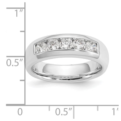 14K White Gold 5-Stone (Holds 5-3.4mm Round) Closed Channel Band Mounting
