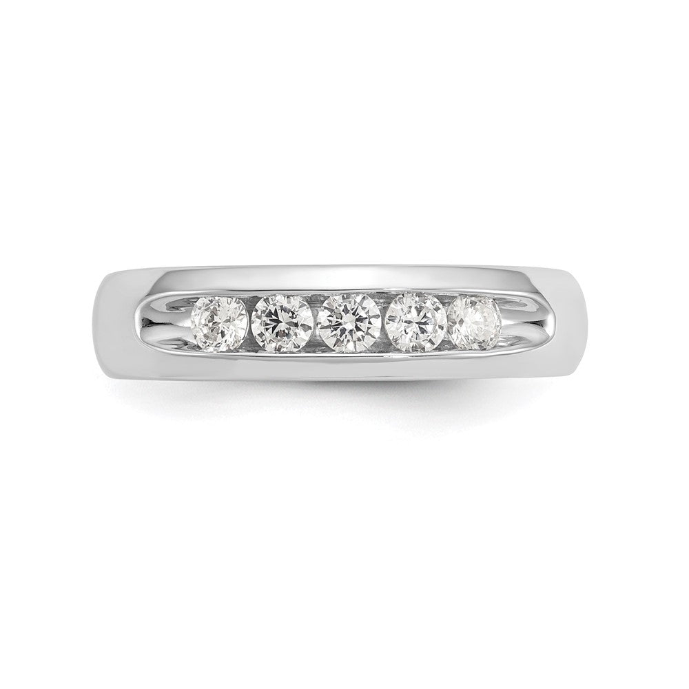 14K White Gold 5-Stone (Holds 5-2.7mm Round) Open Channel Band Mounting