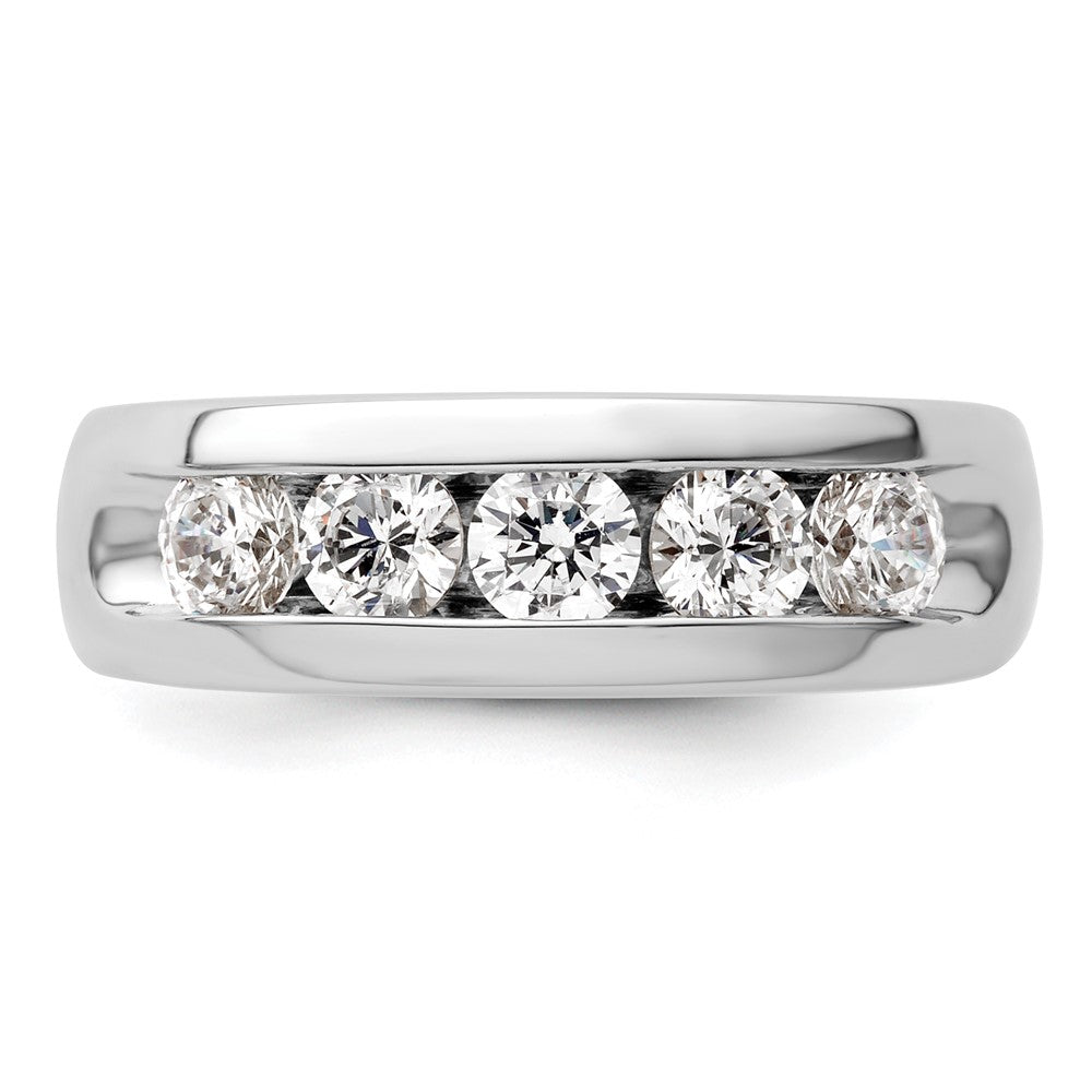 14K White Gold 5-Stone (Holds 5-3.7mm Round) Open Channel Band Mounting