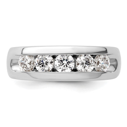 14K White Gold 5-Stone (Holds 5-3.7mm Round) Open Channel Band Mounting