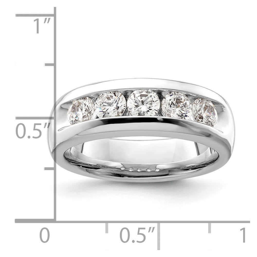 14K White Gold 5-Stone (Holds 5-3.7mm Round) Open Channel Band Mounting