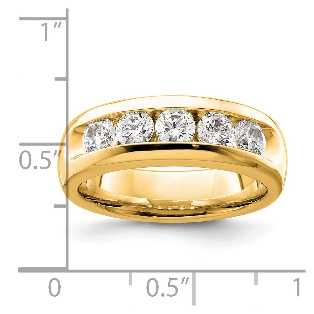 14K Yellow Gold 5-Stone (Holds 5-3.7mm Round) Open Channel Band Mounting
