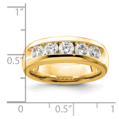 14K Yellow Gold 5-Stone (Holds 5-3.7mm Round) Open Channel Band Mounting