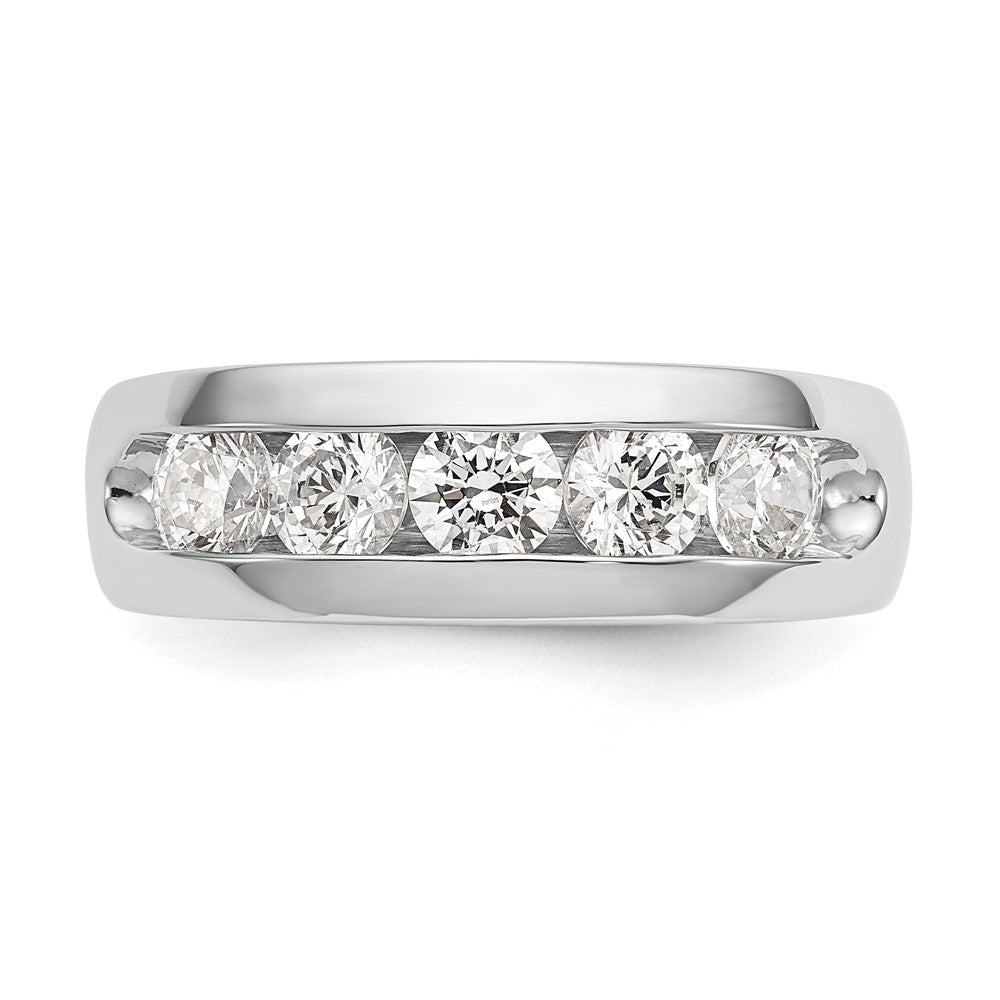 14K White Gold 5-Stone 1.2 carat Round Diamond Complete Channel Band
