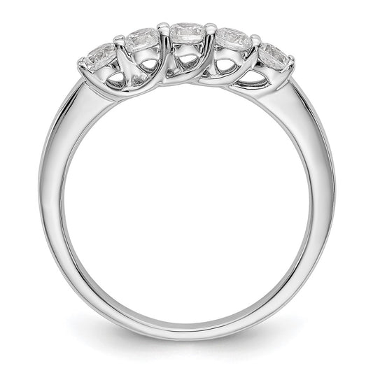 14K White Gold 5-Stone Shared Prong 1/2 carat Complete Round Diamond Band