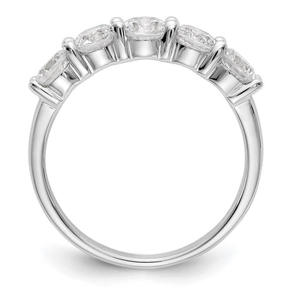 14K White Gold 5-Stone Shared Prong 1.3 carat Complete Round Diamond Band
