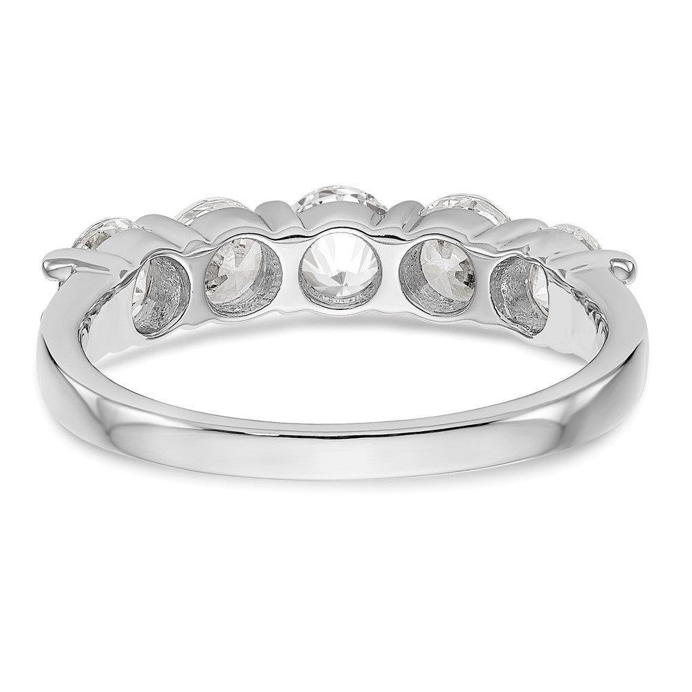 14k White Gold 1 1/3 carat Lab Grown Diamond VS/SI+ G+ Five Stone Complete Fashion Band