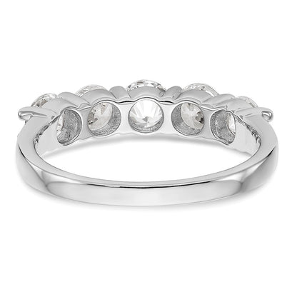 14k White Gold 1 1/3 carat Lab Grown Diamond VS/SI+ G+ Five Stone Complete Fashion Band