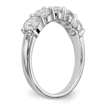 14k White Gold 1 1/3 carat Lab Grown Diamond VS/SI+ G+ Five Stone Complete Fashion Band