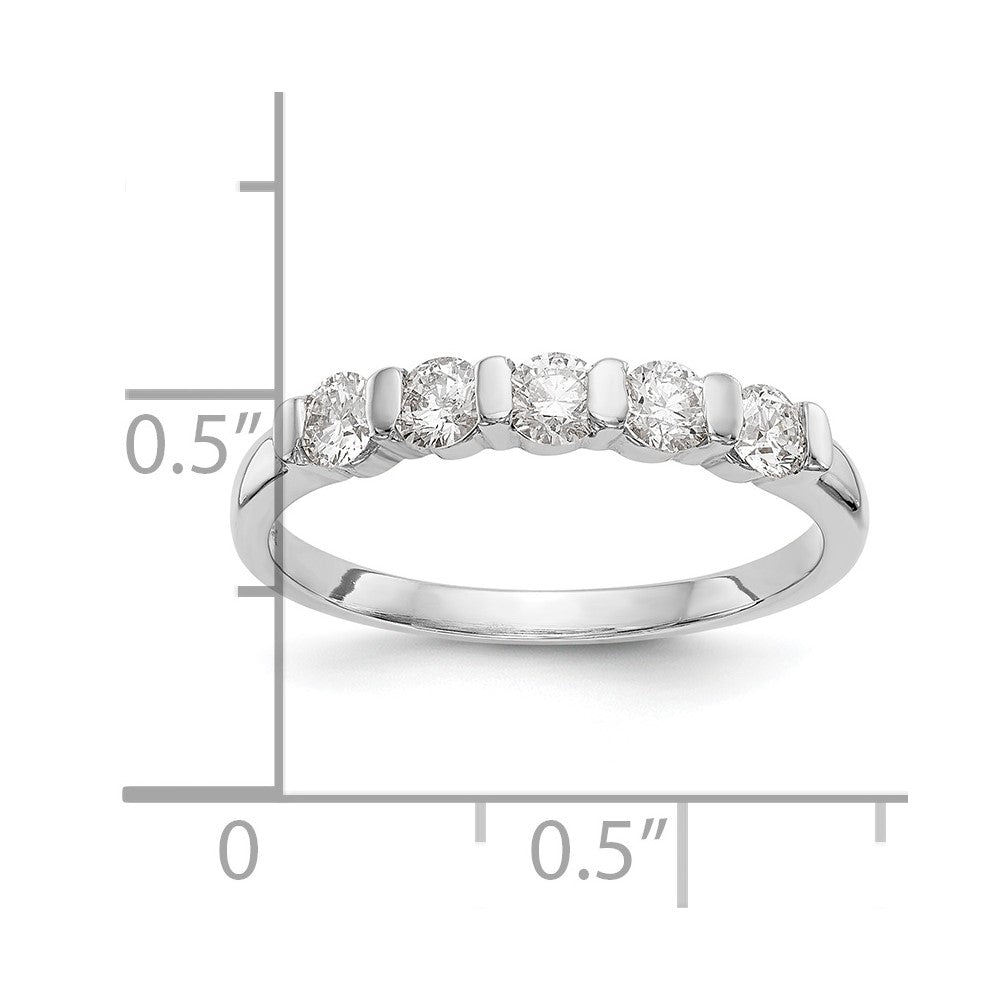 14K White Gold 5-Stone Channel-set (Holds 5-2.9mm Round) Diamond Band Mounting