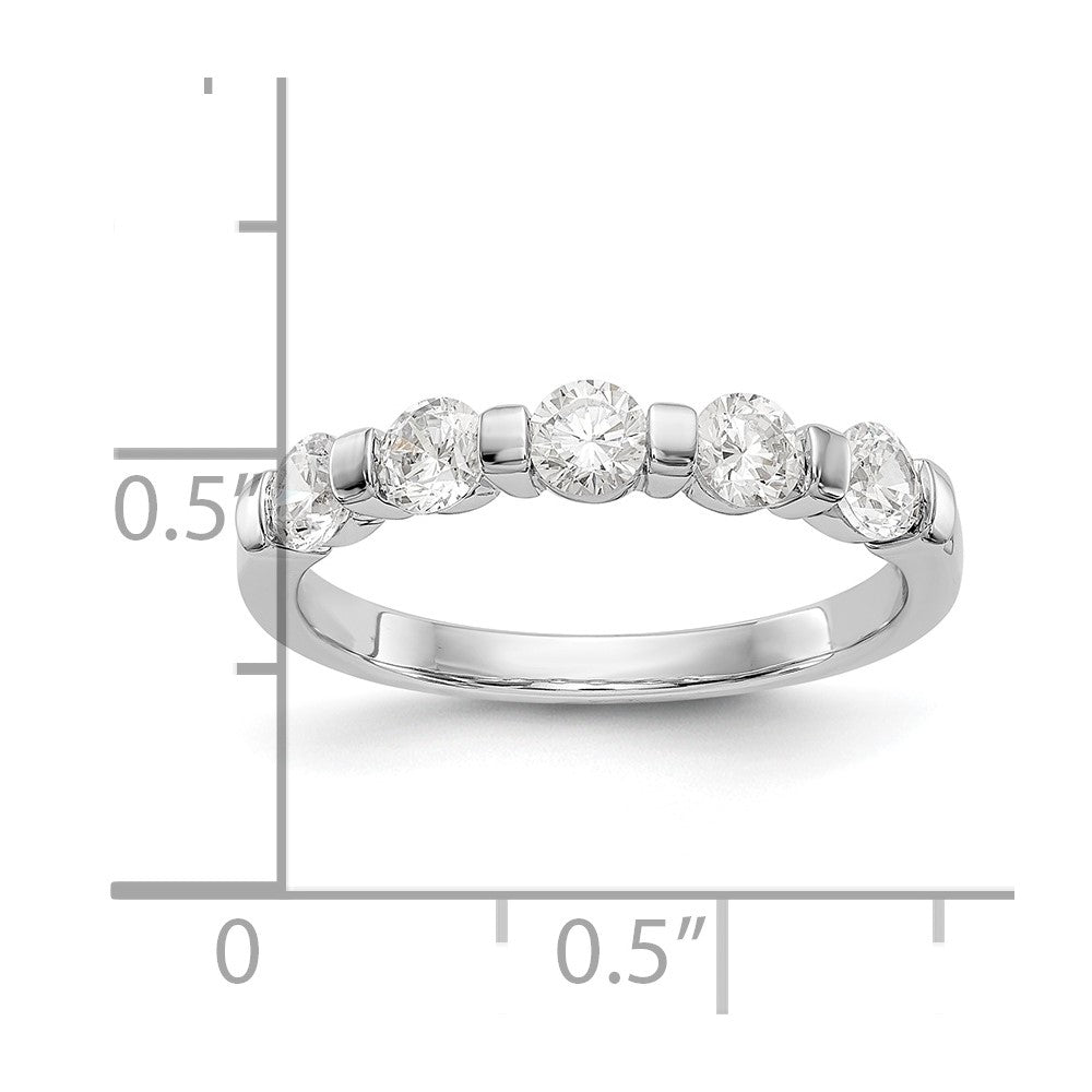 14K White Gold 5-Stone Channel-set (Holds 5-3.4mm Round) Diamond Band Mounting