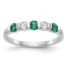 14k White Gold 1/5 carat Diamond and Emerald Complete Band