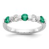 14k White Gold 1/3 carat Diamond and Emerald Complete Band