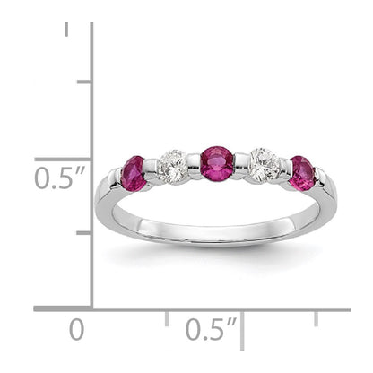 14k White Gold 1/5 carat Diamond and Ruby Complete Band