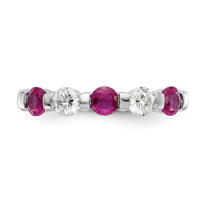 14k White Gold 1/3 carat Diamond and Ruby Complete Band