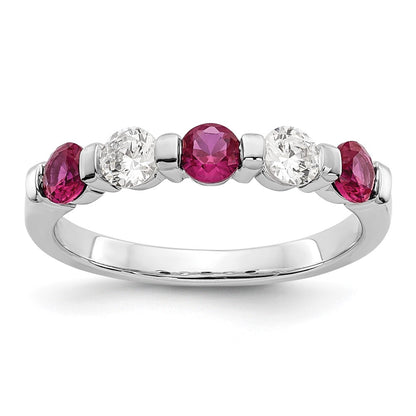 14k White Gold 1/3 carat Diamond and Ruby Complete Band