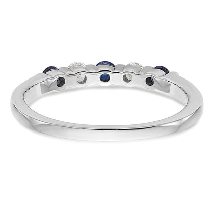14k White Gold 1/10 carat Diamond and Blue Sapphire Complete Band