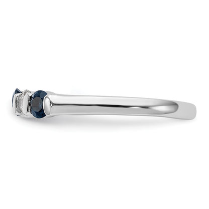 14k White Gold 1/5 carat Diamond and Blue Sapphire Complete Band