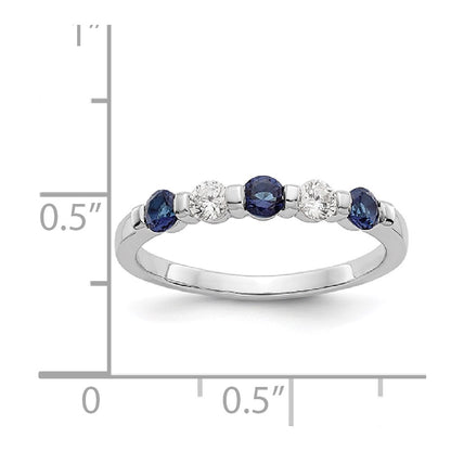 14k White Gold 1/5 carat Diamond and Blue Sapphire Complete Band