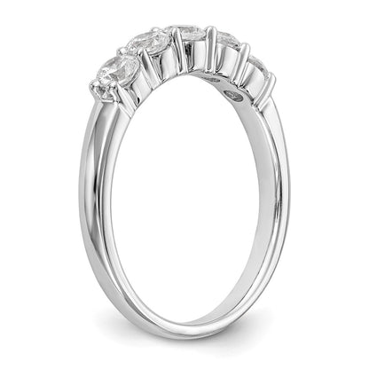 14K White Gold 5-Stone Shared Prong 5/8 carat Complete Round Diamond Band