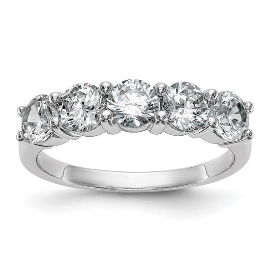 True Origin 14K White Gold 1 7/8 carat Lab Grown Diamond VS+ F+ Complete Round Five Stone Ring