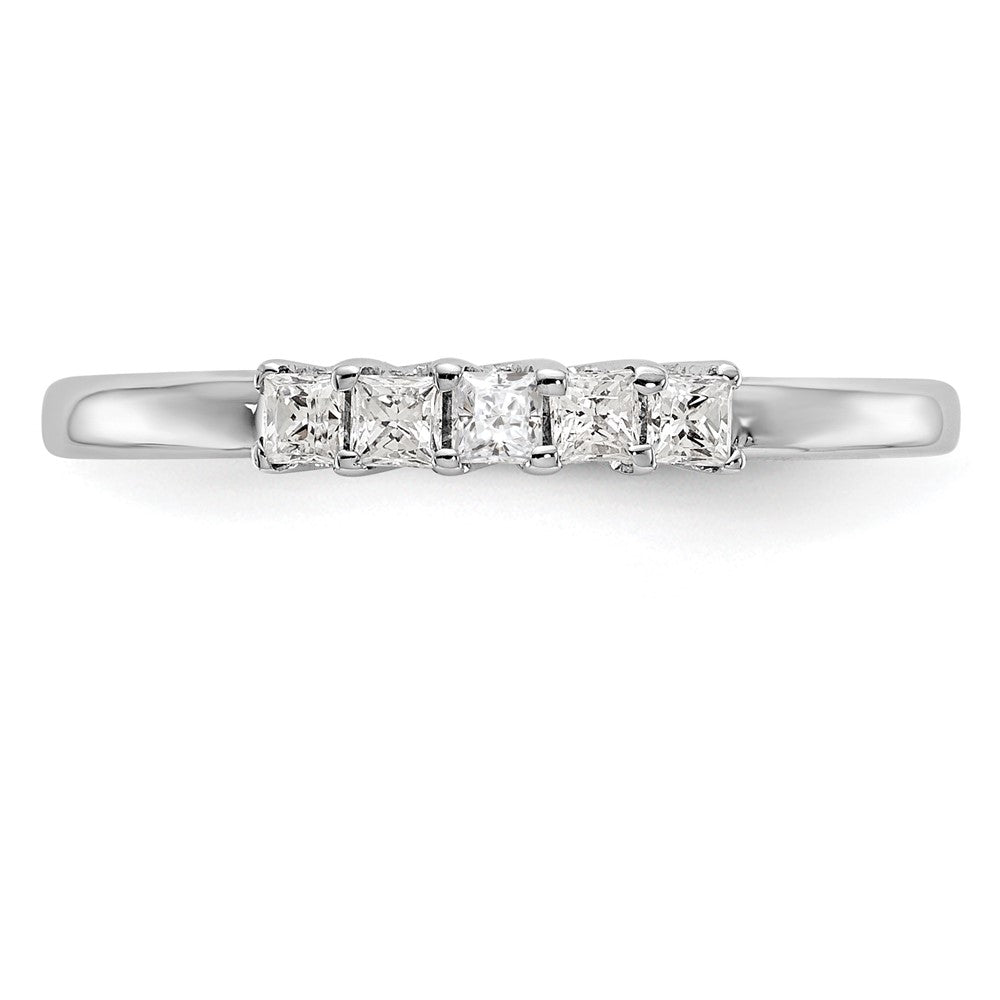 14K White Gold 5-Stone Shared Prong (Holds 5-2.0mm Princess) Diamond Band Mounting