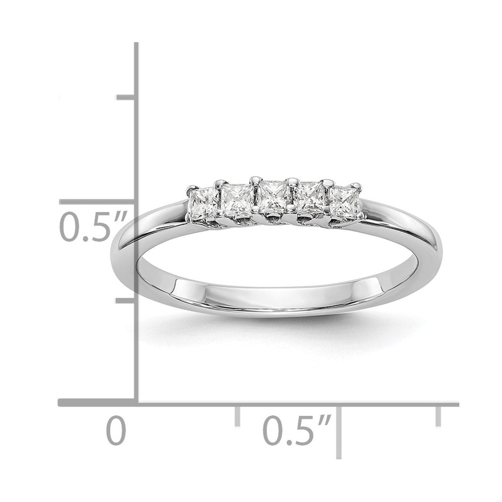 14K White Gold 5-Stone Shared Prong (Holds 5-2.0mm Princess) Diamond Band Mounting