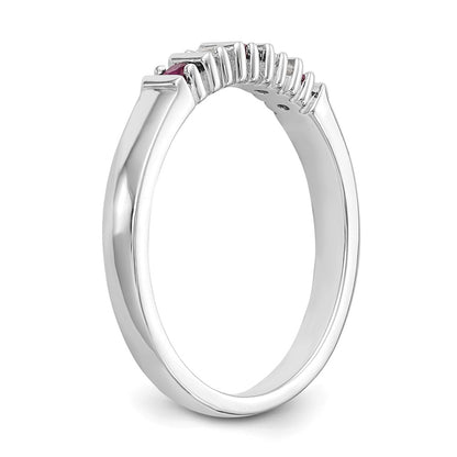 14k White Gold 1/15 carat Diamond and Ruby Complete Band