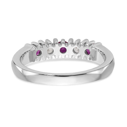 14k White Gold 1/5 carat Diamond and Ruby Complete Band