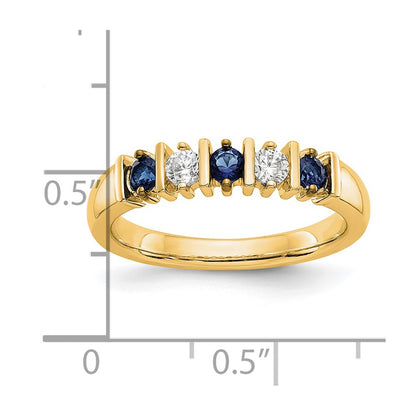 14k Yellow Gold 1/5 carat Diamond and Blue Sapphire Complete Band