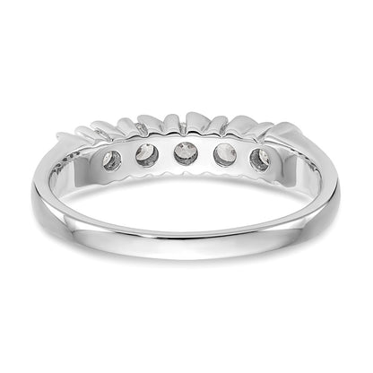 14K White Gold 5-Stone Prong-set 1/2 carat Complete Round Diamond Band