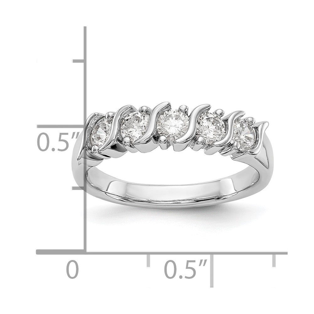 14K White Gold 5-Stone Prong-set (Holds 5-3.4mm Round) Diamond Band Mounting