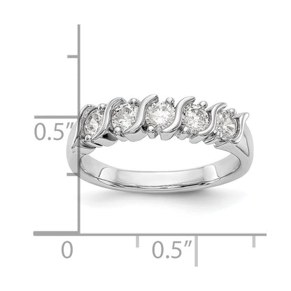 14K White Gold 5-Stone Prong-set (Holds 5-3.4mm Round) Diamond Band Mounting