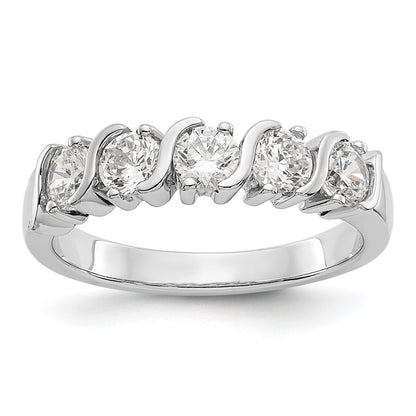 14K White Gold 5-Stone Prong-set 1 carat Complete Round Diamond Band