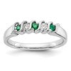 14k White Gold 1/10 carat Diamond and Emerald Complete Band