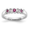 10k White Gold 1/10 carat Diamond and Ruby 5-Stone Band