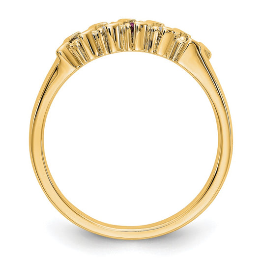14k Yellow Gold 1/10 carat Diamond and Ruby Complete Band