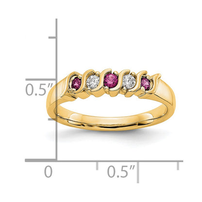 14k Yellow Gold 1/10 carat Diamond and Ruby Complete Band