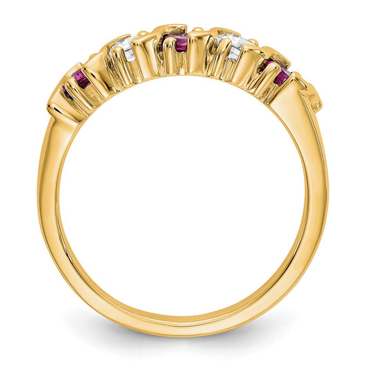 14k Yellow Gold 1/3 carat Diamond and Ruby Complete Band