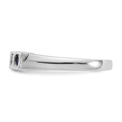 10k White Gold 1/10 carat Diamond and Sapphire 5-Stone Band