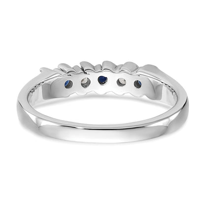 10k White Gold 1/10 carat Diamond and Sapphire 5-Stone Band