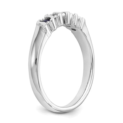10k White Gold 1/10 carat Diamond and Sapphire 5-Stone Band