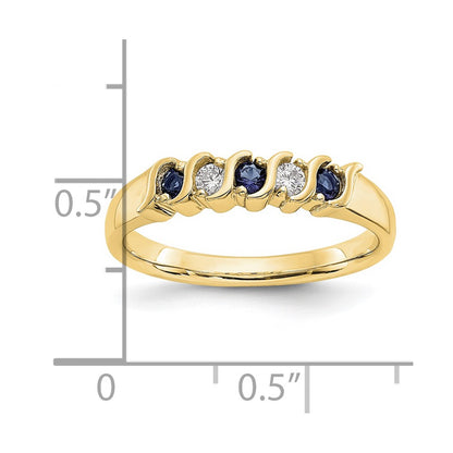 10k Yellow Gold 1/10 carat Diamond and Sapphire 5-Stone Band