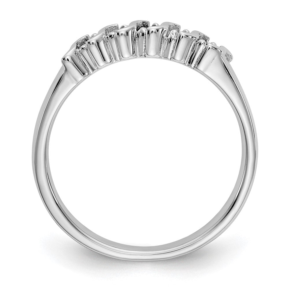 14k White Gold 1/10 carat Diamond and Blue Sapphire Complete Band