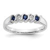 14k White Gold 1/10 carat Diamond and Blue Sapphire Complete Band