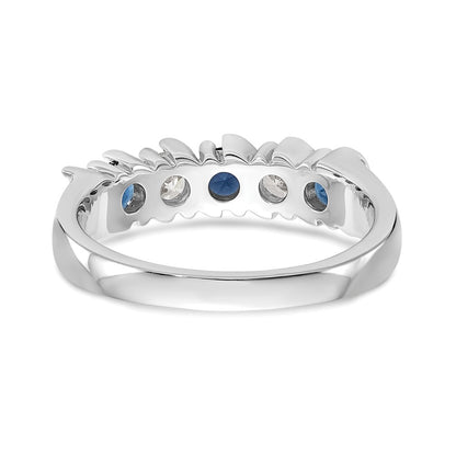 14k White Gold 1/3 carat Diamond and Blue Sapphire Complete Band