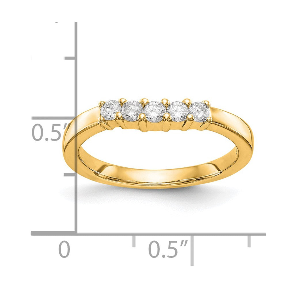 14K Yellow Gold 5-Stone Shared Prong (Holds 5-2.4mm Round) Diamond Band Mounting